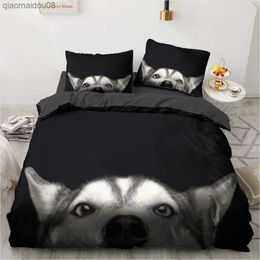 3D Animals Bedding Set Lovely Pet Printed Comforter Black Duvet Cover Kids Home Decor Single Queen King Size Gift Dropshipping L230704