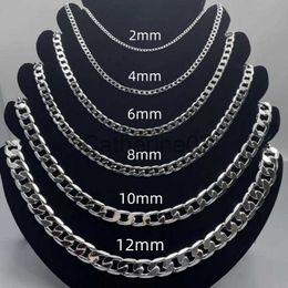 Pendant Necklaces Men's 925 Sterling Silver Necklace 2/4/6/8/10/12MM 40-75cm Face Chain Necklace Lobster Clasp Men Women Engagement Jewelry Gifts J230725