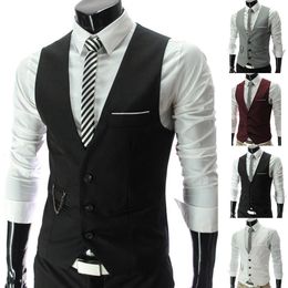 Men's Vests Fashion Men Vests Waistcoat Solid Colour V Neck Sleeveless Buttons Blazer Plus Size Formal Business Jacket Vests 230724