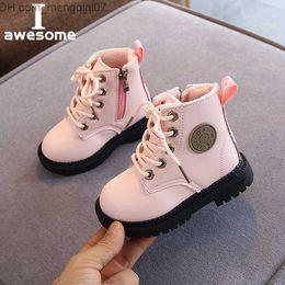 Sneakers 2023 UK Spring and Autumn Winter Children's Boots Boys and Girls' Leather Boots Plush Waterproof Anti slip and Warm Children's Boots Z230725