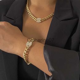 Anhänger Halsketten Ingemark Iced Out Strass Tennis Kette Anhänger Choker Halskette Hip Hop Curb Cuban CZ Bling Chunky Schmuck Steampunk Männer Neue J230725