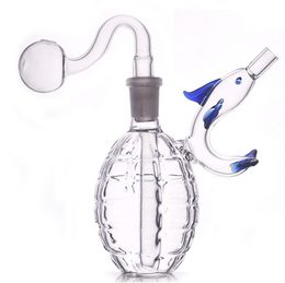 Unique Dolphin Glass Oil Burner Bong Hookahs 14mm Female Dab Rig Recycler Water Pipe Bubbler Smoking Ashcatcher with 14mm Male Glass Oil Burner Pipe Cheapest Price