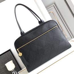 Mirror Quality Designer Bag Luxury Women Bowling Tote Bags White Black Calfskin Leather Shoulder Bags Big Space Travel Purse