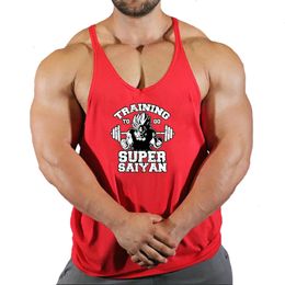 Men's Tank Tops Bodybuilding Stringer Tank Tops Men Anime funny summer Clothing Running vest Fitness clothing Cotton gym singlets 230724