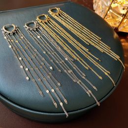 Dangle Earrings Punk Style Gold Colour Metal Heart Stud For Women Fashion Brand Jewellery Vintage Unique Exquisite Long Tassel