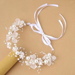 Hair Clips Wedding Headbands Flower Simulated Pearl Crystal Soft Chain Headwear For Girls Women Children Po Daily Birthday Party Gifts