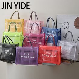 Candy Color PVC Tote Bag Women Handbags Luxury Brands Mesh Clear Shoulder Crossbody Bag Jelly Beach Bags for Women Shopper Bags 230724