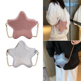 Evening Bags Fashion Cute Star Shape Shoulder Bag Women Solid Colour PU Leather Chain Crossbody Female Casual All-match Small Handbag