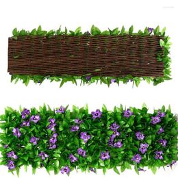 Decorative Flowers 40cm Expandable Faux Privacy Fence Willow Wooden Home Artificial Garden Simple Installation For Balcony Courtyards