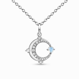 Hot sale S925 sterling silver O-shaped hollowed-out moonstone pendant necklace for female minority design fashion Jewellery