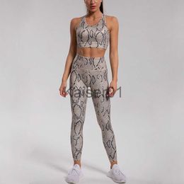 Yoga Outfits Yoga Suit for Fitness Snake Print Sport Outfit for Woman Dry Fit Gym Sets Womens Outfits Workout Clothes for Women Sportswear x0724
