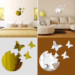 Wall Stickers 3D Acrylic Self-Adhesive Mirror Butterfly Kitchen Art Decal Living Room Kids Rooms Home Decoration