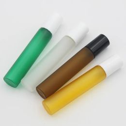 wholesale 10ml Matte Glass Perfume Bottle Roll on Bottles Amber for Fragrances Essential Oil Stainless Steel Roller Ball factory outlet