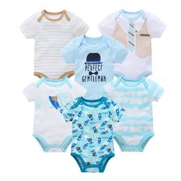 Rompers Kavkas 3 6 Pcs lot Baby Boy Bodysuit Short Sleeve Cotton born Clothes Cartoon Print Summer Toddler Overalls 230724