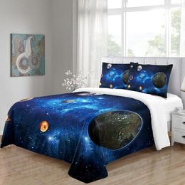 Bedding Sets Blue Night Sky Kids Childern Milky Way Galaxy Stars Bright Starry Design With Pillowcase For Bedclothes Duvet Cover