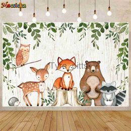 Background Material Animal newborn baby shower photo background forest party decoration banner fox bear photo background photo studio props x0724