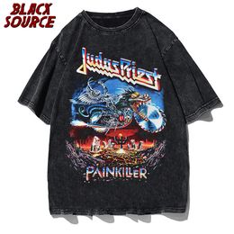 Men's T-Shirts Men's T-shirt Metal Punk Band Judas Priest Painkillers Short Sleeve Street Clothing Harajuku Casual Plus Size Cotton Top Y2K Clothing 230724