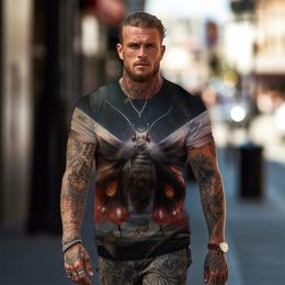 Men's T Shirts Casual Loose Short Sleeve T-Shirt Ferocious Butterfly 3D Printing Fashion Street Summer Vacation