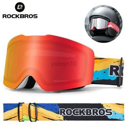 Ski Goggles ROCKBROS Discolor Ski Goggles Double Layers Anti-fog Skiing Glasses UV400 Sunglasses Moto Bicycle Cycling Eye Mask Ski Equipment HKD230725