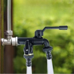 Bathroom Sink Faucets Black Brass Faucet Outdoor Garden Anti-Freeze Bibcocks With Dual Outlet For Washing Machine 1/2 Inch Hose