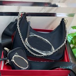 Three-Piece Shoulder Bag Chain Crossbody Bags Women Handbag Designer Purse Metal Hardware Accessories Nylon Material Zipper Open