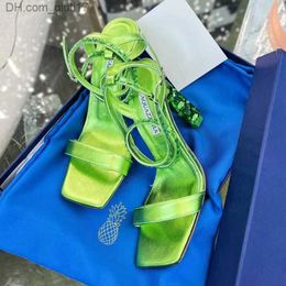 Dress Shoes Aura Sandals shoes Crystal Shiny Rhinestone Inlaid Ribbon High Heel Shoes Transparent PVCLuxury Designer Aquazura 10mm Z230727