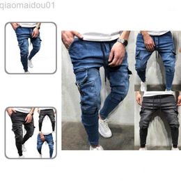 Men's Jeans Men's Jeans Autumn Terrific Straight Mid Waist Multi Pockets Skin-friendly All Match Trousers For Dating Men L230725