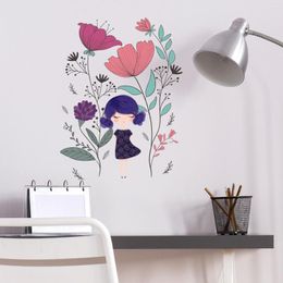 Wall Stickers Flower Girl Children Series Creative Living Room Background Decorative