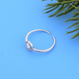 Cluster Rings 925 Sterling Silver Sample Adjustable Moon CZ Finger Chain Ring For Women Love Engagement Wedding Birthday Wholesale Joyas