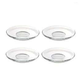 Cups Saucers 4 Pcs Glass Saucer Snack Storage Dishes Household Tea Plates Kitchen Tableware Ramen Bowl Decorative Coffee Round