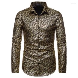 Men's Casual Shirts Long-Sleeved Shirt Spring And Autumn Bright Face Host Performance Suit Large Size