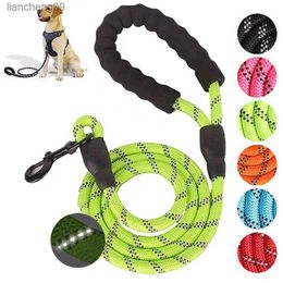 Pet Leash Reflective Strong Dog Leash 1.5M Long with Comfortable Padded Handle Heavy Duty Training Durable Nylon Rope Leashes L230620