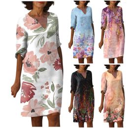 Casual Dresses Female Clothing Slim Fashion Festival Floral Flower Printed Loose Beach Summer Woman 2023 Suit For Vestidos