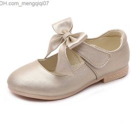 Sneakers Children's Wedding Shoes Gold Pink White Girls' Bow Leather Shoes Spring Autumn Children's Apartment Flower Girls' Shoes Size 26-36 CSH791 Z230725