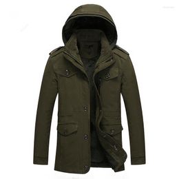 Men's Jackets Extra Large 6XL Jacket Corduroy Mid Length Thickened Warm Hooded High Quality Business Casual Cotton Coat