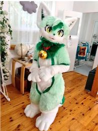 Plush Kawaii Mint Green Foxhound Mascot Costume Cute Animal Fursuit suit Unisex outfit Halloween Party Business Mascot