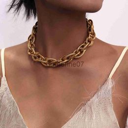 Pendant Necklaces High Quality Punk Lock Choker Necklace Pendant Women Collar Statement Brand Gold Colour Chunky Thick Chain Necklace Steampunk Men J230725