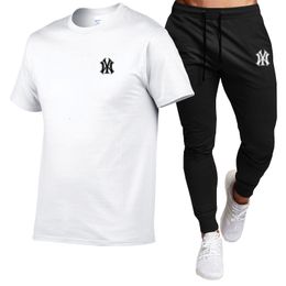 Mens Tracksuits Men Clothing Man Casual Pants pure cotton ventilate Tshirt trousers sets 230724