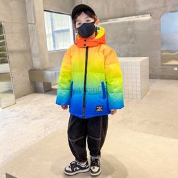 Down Coat 2023 New fashion down jacket for children Hooded iridescent heavy coat for boys Windproof warm duck down coat for girls 90% HKD230725