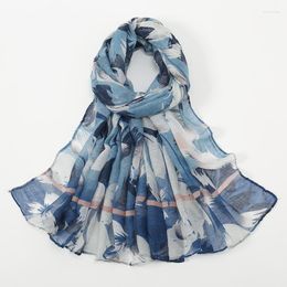 Scarves Printed Muslim Hijab Scarf For Women Cotton Viscose Floral Shawls Headscarf Wraps Foulard Headband Turbans