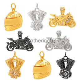 Pendant Necklaces Sports style racing car necklace hip hop antique silver plated exquisite motorcycle racing helmet necklace pendant J230725