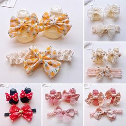 Hair Accessories 2Pcs/Set Korean Baby Girl Headband Socks Cute Princess Bow Elastic Band For Infant Toddler Kids