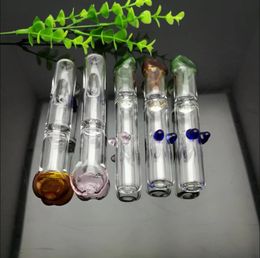 Glass Pipes Smoking blown hookah Manufacture Hand-blown bongs Flat mouth filter glass suction nozzle