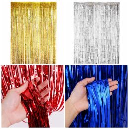 1m Tinsel Foil Fringe Curtains Door Window Curtain Photo Booth Background backdrops for Party Prom Birthday Wedding party Decoration LL