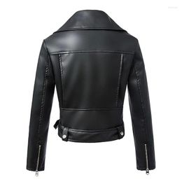 Women's Jackets Women Autumn Winter Black Faux Leather Zipper Basic Coat Motor Biker Jacket