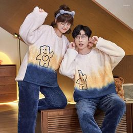 Men's Sleepwear Couples Coral Fleece Pijamas Winter Warm Women Nightwear Plus Size Flannel Man's Pyjamas Suit Female Home Pjs