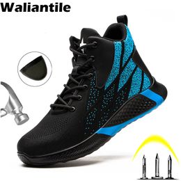 Dress Shoes Waliantile Steel Toe Ankle Safety Boots For Men Male Antismashing Indestructible Working Sneakers Footwear 230725