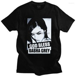 Men's T Shirts Vintage God Bless Sasha Grey Shirt Men Pre-shrunk Cotton Tshirt Awesome Tees Short Sleeves Streetwear T-shirt Slim Fit