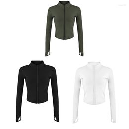 Women's Jackets N7YD Stand-Up Collar Bodycon Shirts Running Fitness Clothes Zippers Elastic Top