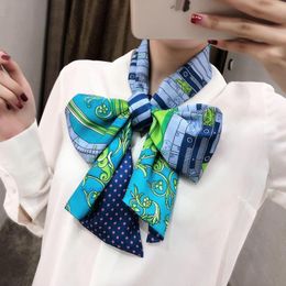 Scarves 2023 Design Luxury Double-deck Twill Dot Print Long Silk Scarf Women Fashion Neckerchief Beautiful For Ladies